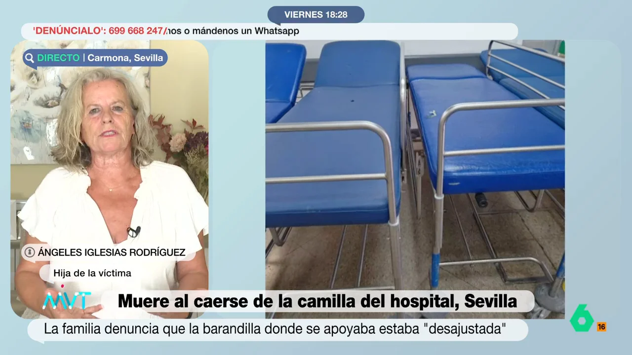 Habla la hija de la mujer fallecida tras caer de una camilla: "Mi madre estaba bien, con el alta dada, y salió muerta"