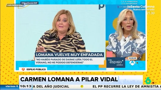 Carmen Lomana y Pilar Vidal, en pie de guerra tras sus vacaciones: "Cuando me veas, ni me saludes. Ahí te quedas" Carmen Lomana y Pilar Vidal, en pie de guerra tras sus vacaciones: "Cuando me veas, ni me saludes. Ahí te quedas"