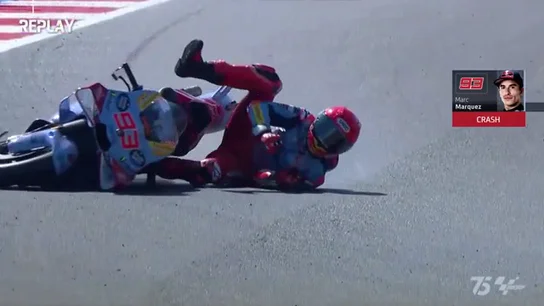 Marc Márquez, por los suelos en Misano Marc Márquez, por los suelos en Misano