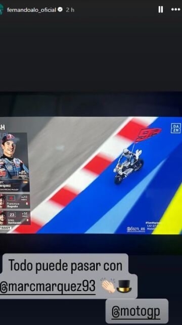 El mensaje de Alonso para Marc Márquez en sus redes sociales