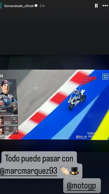 El mensaje de Alonso para Marc Márquez en sus redes sociales El mensaje de Alonso para Marc Márquez en sus redes sociales
