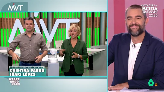 Dani Mateo, a Cristina Pardo e Iñaki López: "Y vuestras heces, ¿qué tal?" El presentador, aprovechando el tema que se ha tratado en la sección de Boticaria García en Zapeando, hace una pregunta bastante personal a los presentadores de Más Vale Tarde. No te pierdas su respuesta.