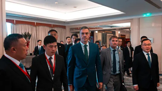 El presidente Pedro Sánchez en la inauguración de un acto con inversores chinos El presidente Pedro Sánchez en la inauguración de un acto con inversores chinos