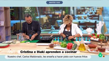 La preocupación del chef Carlos Maldonado por Iñaki López al cortar verduras: "¡Ten cuidado con los dedos!"