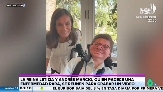 El viral de la reina Letizia con Andrés, un joven con una enfermedad rara que solo sufren seis personas en España El viral de la reina Letizia con Andrés, un joven con una enfermedad rara que solo sufren seis personas en España