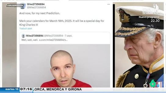 El 'futurólogo' de Twitter advierte que el 18 de marzo de 2025 será "un día especial" para el rey Carlos III El 'futurólogo' de Twitter advierte que el 18 de marzo de 2025 será "un día especial" para el rey Carlos III