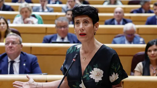 La ministra de Inclusión, Seguridad Social y Migraciones, Elma Saiz, durante la sesión de control al Gobierno en el Senado, este martes. La ministra de Inclusión, Seguridad Social y Migraciones, Elma Saiz, durante la sesión de control al Gobierno en el Senado, este martes.