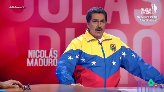 El enfado de 'Maduro' cuando Wyoming pone en duda sus actas electorales: "Rata imperialista, esto con Dani Mateo no pasaría" El 'presidente de Venezuela' visita El Intermedio para conocer a su presentador favorito: Dani Mateo. "Wyoming, no te pongas celoso, si me prefiere a mí... es lo que hay", le dice el colaborador al presentador.