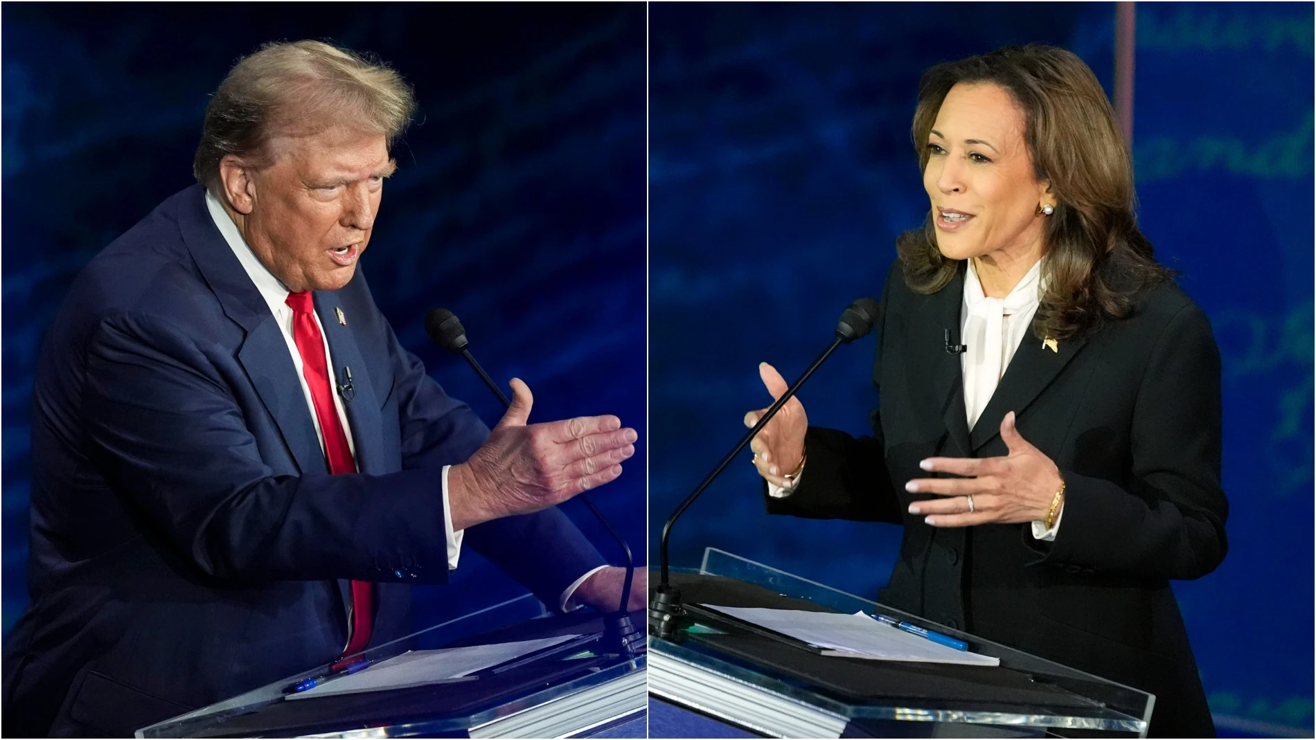 Donald Trump y Kamala Harris en el debate de ABC