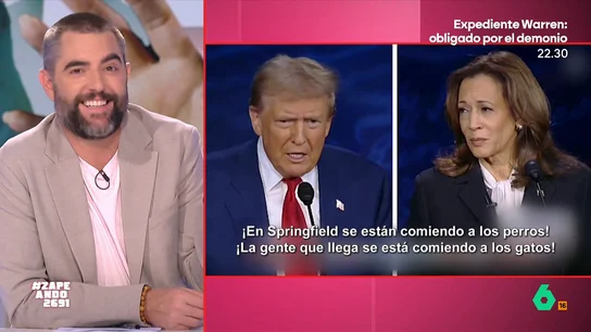 La reacción de Dani Mateo al bulo de Trump sobre que los inmigrantes se comen las mascotas: "Un chihuahua es un aperitivo" El debate entre Trump y Kamala Harris ha dejado varias 'perlas' pronunciadas por el candidato republicano como, por ejemplo, un bulo que ya había sido publicado en redes sociales días atrás.