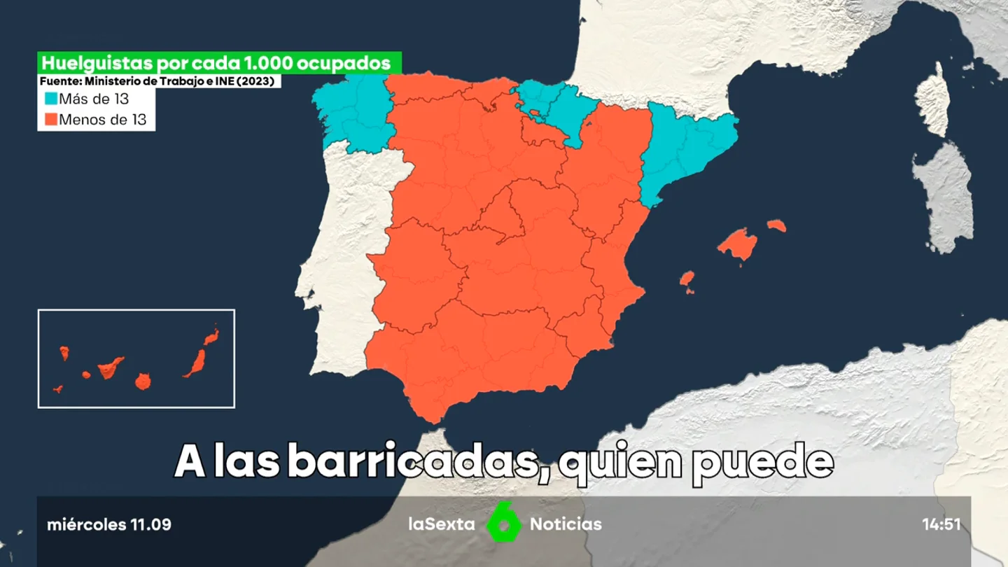 Radiografía de las huelgas en España: los sectores con peores condiciones son los que menos protestan Radiografía de las huelgas en España: los sectores con peores condiciones son los que menos protestan