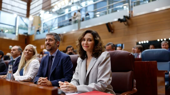 La presidenta de la Comunidad de Madrid, Isabel Díaz Ayuso, a su llegada al Debate del Estado de la Región, este jueves en Madrid. La presidenta de la Comunidad de Madrid, Isabel Díaz Ayuso, a su llegada al Debate del Estado de la Región, este jueves en Madrid.