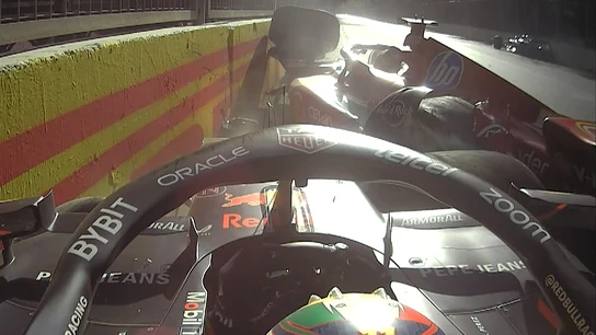 Sergio Pérez, en su accidente con Carlos Sainz Sergio Pérez, en su accidente con Carlos Sainz