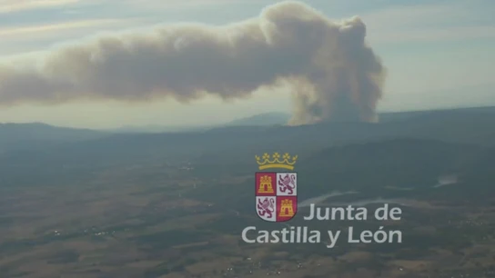 Declarado un incendio en Brañuelas (León) Imágenes del incendio de Brañuelas
