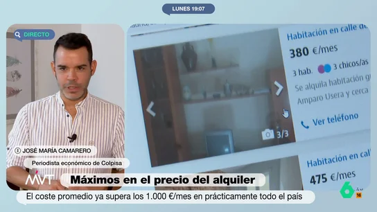 La advertencia de José María Camarero sobre el precio del alquiler El periodista económico José María Camarero analiza en este vídeo la situación del mercado del alquiler tras registrarse en agosto la mayor subida de los últimos 18 meses y valora la actuación de las administraciones y las posibles soluciones.