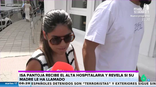 Isa Pantoja recibe el alta tras se operada de urgencia y confiesa no saber nada de su madre: "Ojalá, pero no" Isa Pantoja recibe el alta tras se operada de urgencia y confiesa no saber nada de su madre: "Ojalá, pero no"