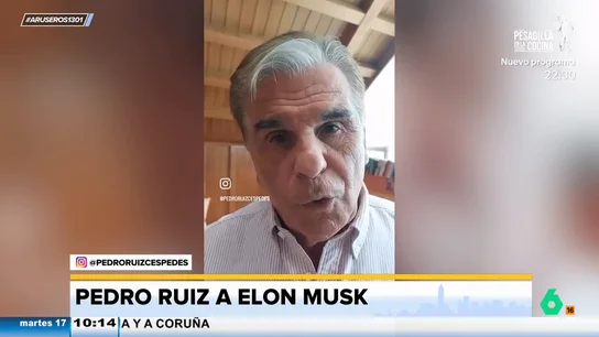 Pedro Ruiz carga contra el poder de Elon Musk: "Tiene más ego que bolsillo, pero también lo tiene lleno" Pedro Ruiz carga contra el poder de Elon Musk: "Tiene más ego que bolsillo, pero también lo tiene lleno"