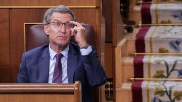 l presidente del Partido Popular Alberto Núñez Feijóo durante el pleno del Congreso de los Diputados celebrado este martes en Madrid. 