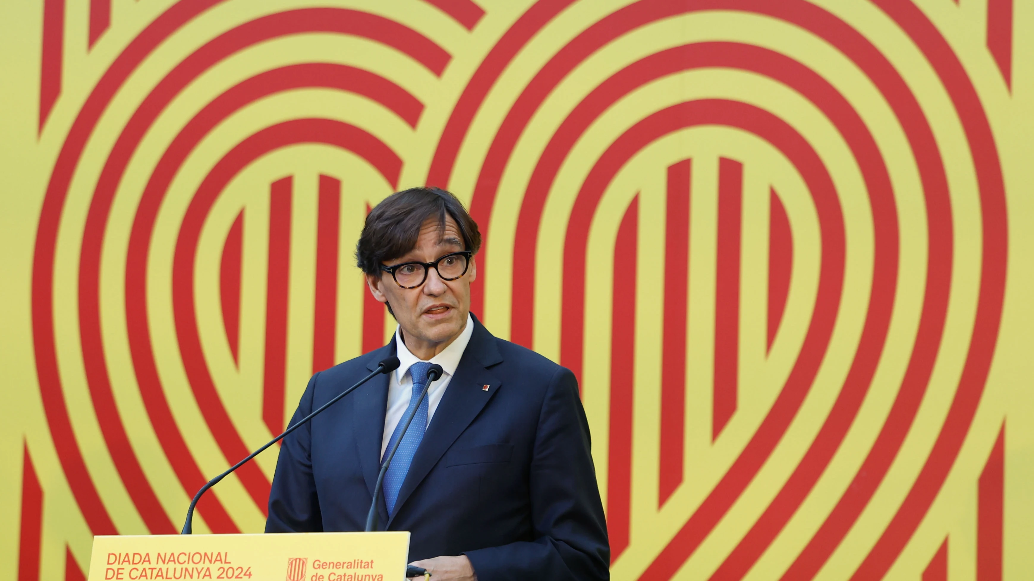El president de la Generalitat, Salvador Illa, durante el acto institucional con motivo de la Diada Nacional de Cataluña