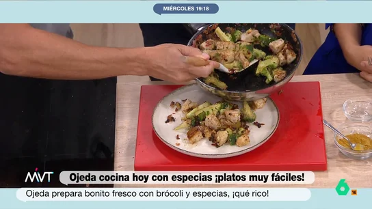Iñaki López y Cristina Pardo aprenden a elaborar bonito con brócoli: la receta, paso a paso El nutricionista Pablo Ojeda combina el brócoli con otro ingrediente de excepción: el bonito. A esta propuesta añade una mezcla de varias especias que consiguen llevar la receta a otro nivel. Aprende cómo hacerlo en el vídeo principal.