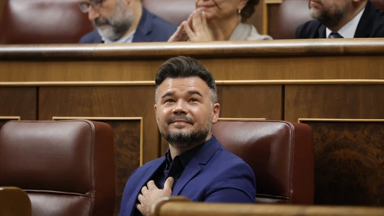 El portavoz de ERC en el Congreso, Gabriel Rufián, interviene durante una sesión de control al Gobierno. El portavoz de ERC en el Congreso, Gabriel Rufián, interviene durante una sesión de control al Gobierno.
