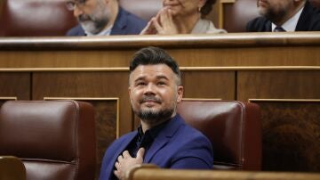 El portavoz de ERC en el Congreso, Gabriel Rufián, interviene durante una sesión de control al Gobierno.