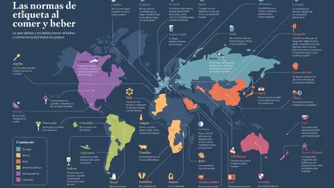 El mapa con las normas de etiqueta más peculiares del mundo para comer y beber El mapa con las normas de etiqueta más peculiares del mundo para comer y beber