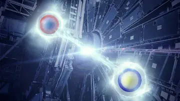 Ilustración de un par de quarks top entrelazados cuánticamente Ilustración de un par de quarks top entrelazados cuánticamente