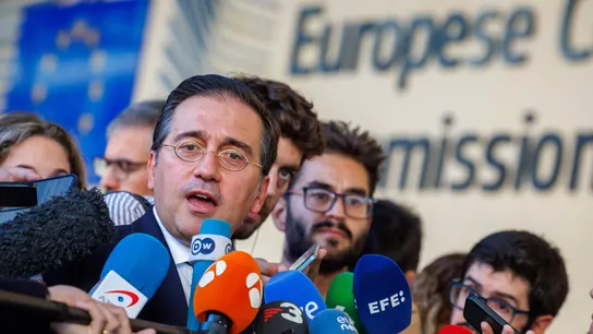 El ministro de Asuntos Exteriores, José Manuel Albares, este jueves en Bruselas. El ministro de Asuntos Exteriores, José Manuel Albares, este jueves en Bruselas.