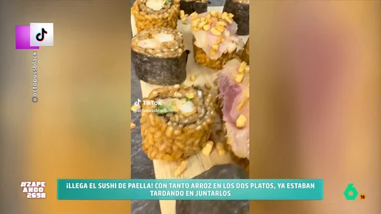 Tiramisú o sushi de paella y piña o corazones de pollo como ingredientes: así son las paellas que harían llorar a un valenciano ¿Se puede hacer una paella sin un solo ingrediente del plato original, a parte del arroz? Zapeando celebra el Día Mundial de la Paella recopilando en este vídeo los ejemplares más 'herejes' del plato estrella de la gastronomía española.