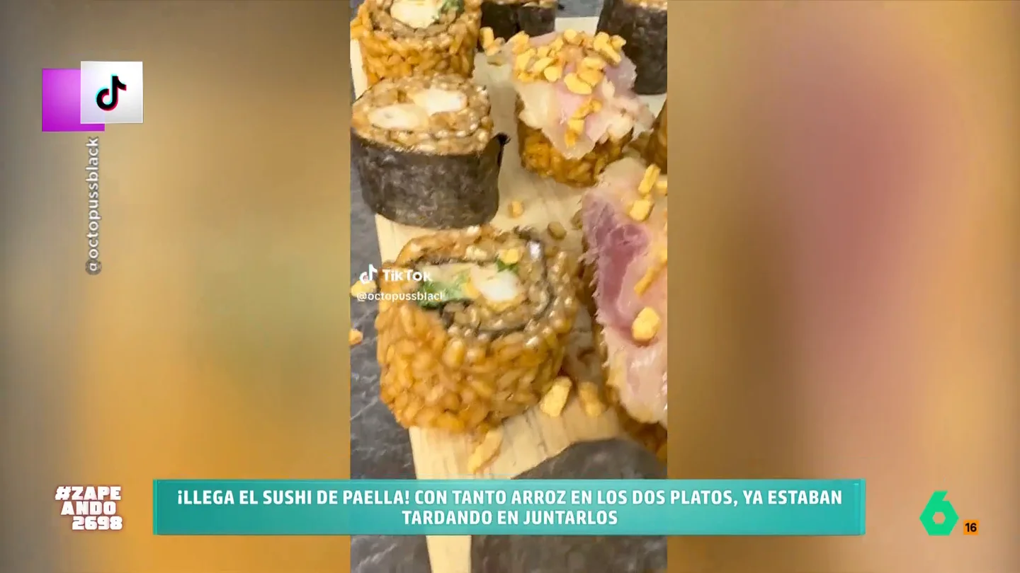 Tiramisú o sushi de paella y piña o corazones de pollo como ingredientes: así son las paellas que harían llorar a un valenciano ¿Se puede hacer una paella sin un solo ingrediente del plato original, a parte del arroz? Zapeando celebra el Día Mundial de la Paella recopilando en este vídeo los ejemplares más 'herejes' del plato estrella de la gastronomía española.