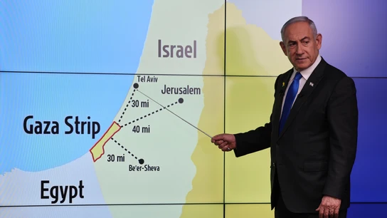 El primer ministro de Israel, Benjamin Netanyahu, durante una presentación El primer ministro de Israel, Benjamin Netanyahu, durante una presentación