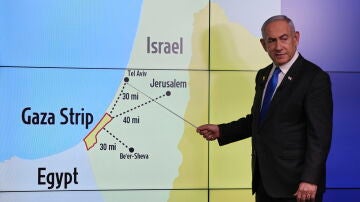 El primer ministro de Israel, Benjamin Netanyahu, durante una presentación