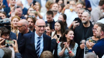 El líder del SPD en Brandeburgo, Dietmar Woidke, tras conocerse los resultados de las elecciones