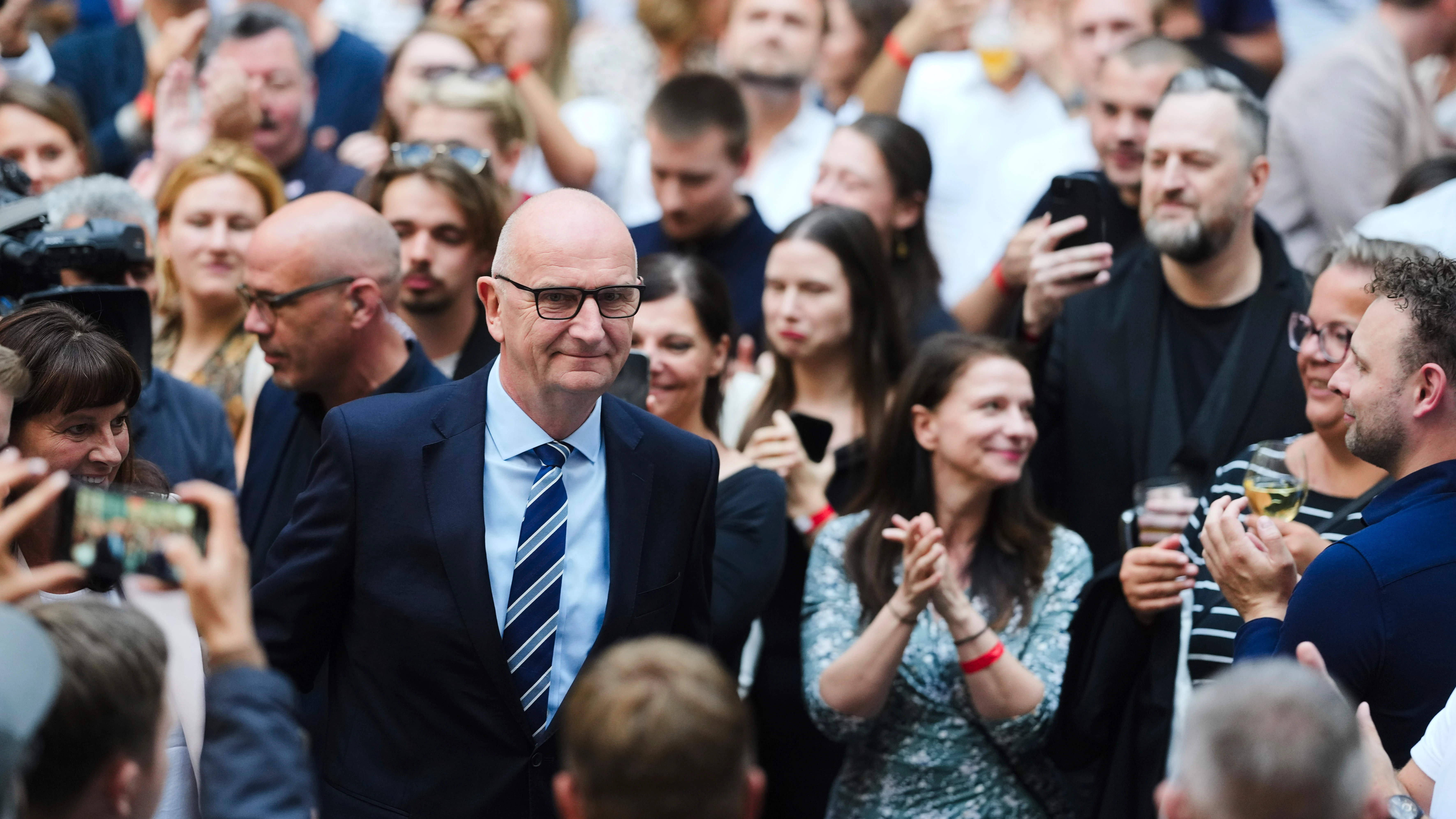 El líder del SPD en Brandeburgo, Dietmar Woidke, tras conocerse los resultados de las elecciones