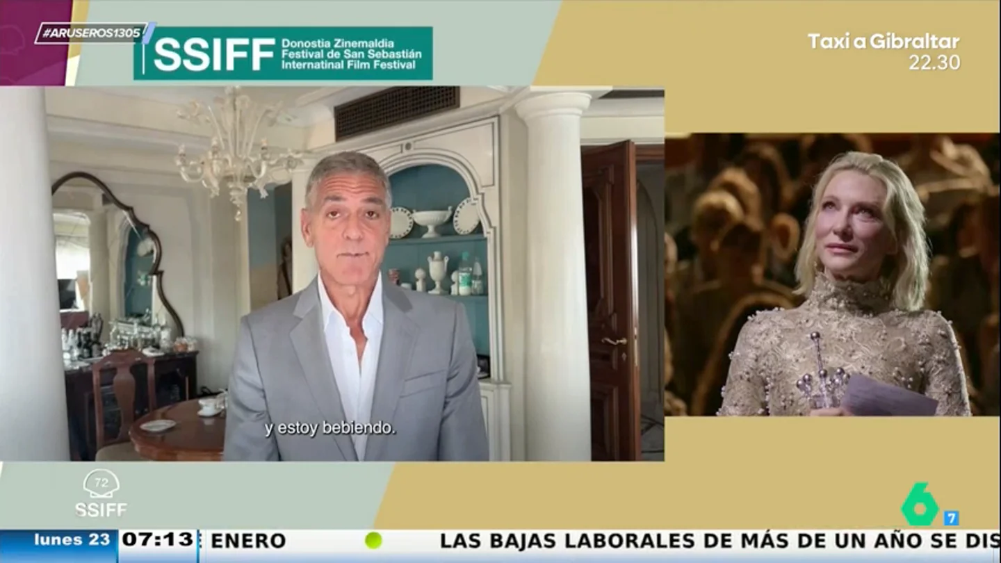 Las lágrimas de Cate Blanchett por el vídeo de George Clooney tras su premio en el Festival de San Sebastián Las lágrimas de Cate Blanchett por el vídeo de George Clooney tras su premio en el Festival de San Sebastián