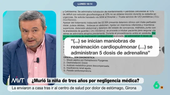 Chema Crespo, sobre la posible negligencia médica en Figueres Más Vale Tarde analiza en este vídeo el caso de la niña de 3 años que ha muerto en Figueres después de acudir varias veces al centro de salud con dolores de estómago y la mandaran para casa. Sus padres denuncian negligencia médica.