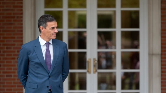El presidente del Gobierno, Pedro Sánchez, en la entrada del Palacio de la Moncloa El presidente del Gobierno, Pedro Sánchez, en la entrada del Palacio de la Moncloa