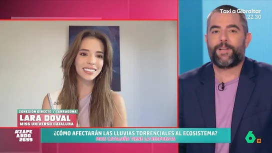 Lara Doval, Miss Universo Cataluña, aclara su respuesta sobre el descenso de la natalidad: "Es un reflejo de nuestra sociedad" La modelo cuenta en Zapeando como ha sido para ella hacerse viral por su confusión durante el certamen al responder a una de las preguntas del jurado. "Usé una respuesta universal que pega con todo", explica.