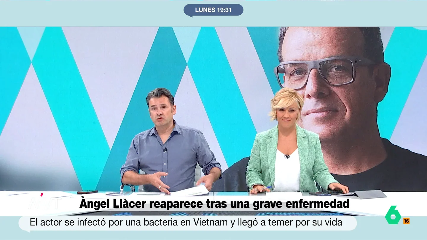 Iñaki López, sobre las secuelas de la enfermedad de Àngel Llàcer "Me calma mucho que me habléis de virus que se pueden coger comiendo", comenta Iñaki López en este vídeo donde habla del regreso de Àngel Llàcer a televisión después de su grave enfermedad por contagiarse con una bacteria en Vietnam.