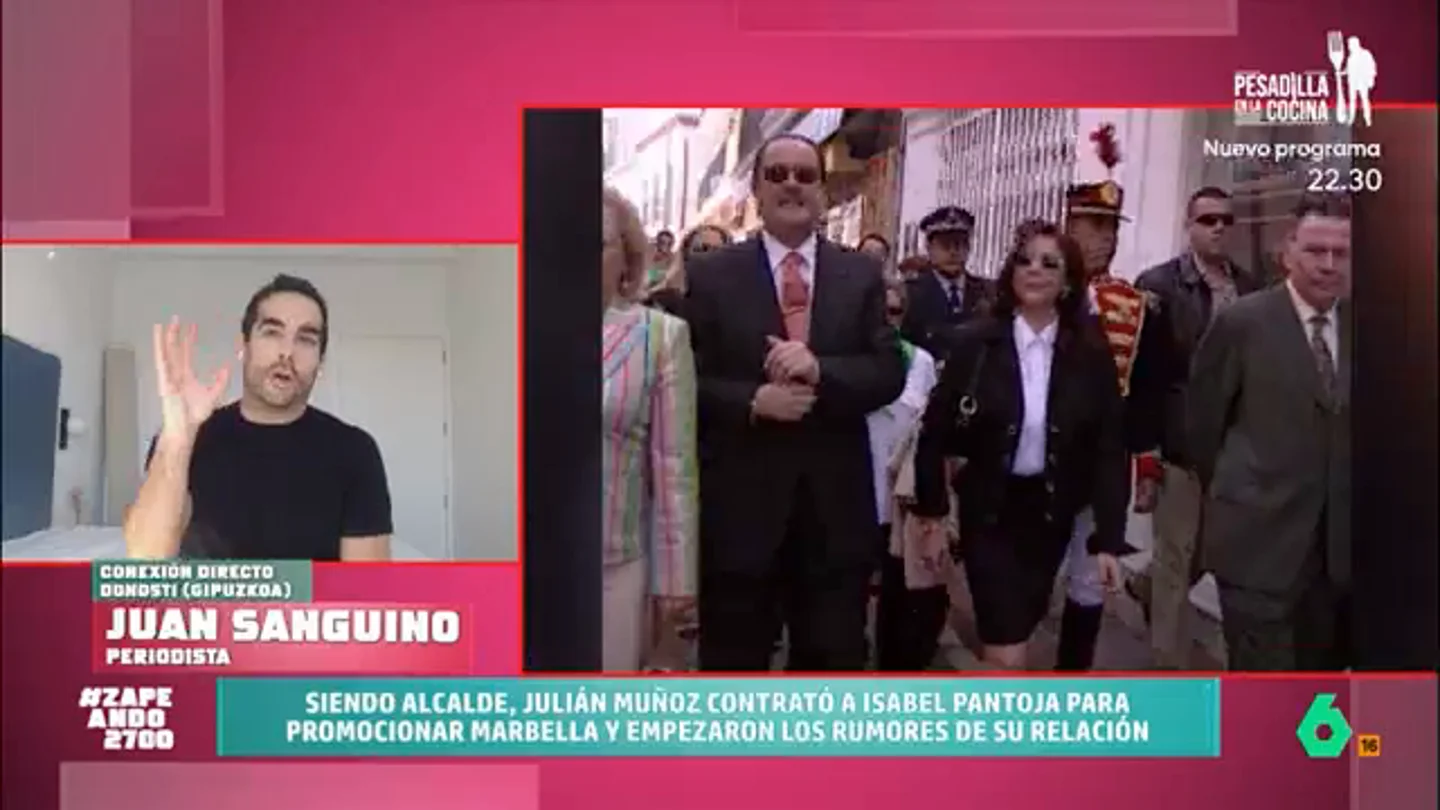 De su primera portada en el Rocío al "dientes, dientes": Juan Sanguino repasa los momentos más míticos de Julián Muñoz El alcalde marbellí empezó a ocupar portadas debido a su relación con la tonadillera Isabel Pantoja. Era habitual verlos paseando por Marbella mientras la exmujer de Muñoz, Mayte Zaldivar, era habitual de las televisiones.