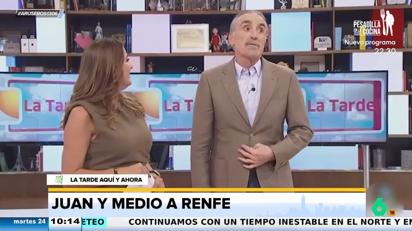 Juan y Medio carga contra Renfe: "Ahora es ten fe, porque a saber a qué hora sales y a qué hora vuelves" Juan y Medio carga contra Renfe: "Ahora es ten fe, porque a saber a qué hora sales y a qué hora vuelves"