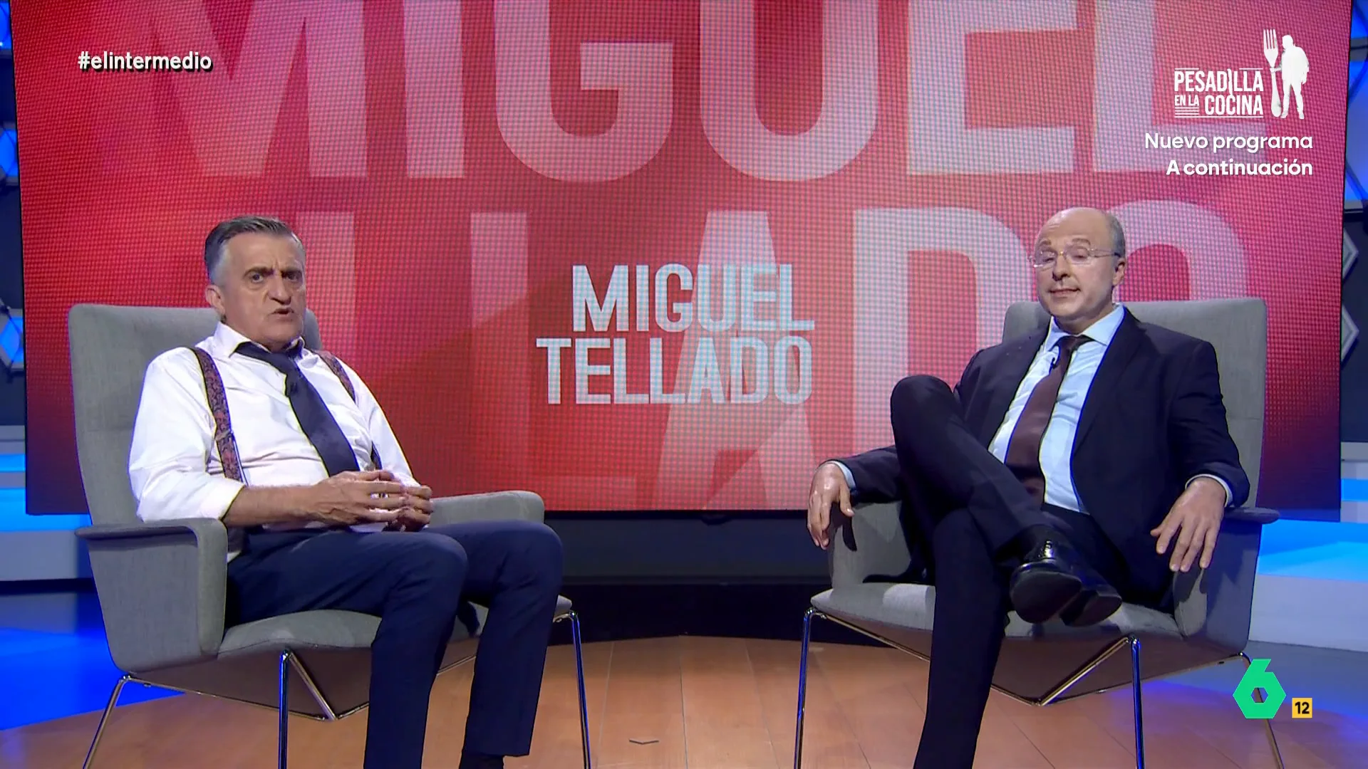 'Miguel Tellado' desvela a Wyoming cuál es su color favorito: "Verde, que es como me gusta poner a los socialistas" El 'portavoz del PP' visita El Intermedio para demostrar que es un gran rimado. "Este gobierno soviético va a dejar el país esquelético", afirma el 'popular'.