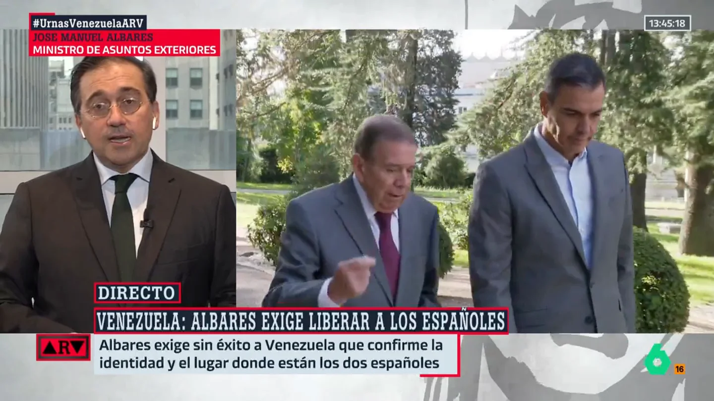 Albares carga contra Feijóo tras "seis días sin pedir perdón" por sus acusaciones sobre Venezuela: "Está incapacitado para gobernar" Albares carga contra Feijóo tras "seis días sin pedir perdón" por sus acusaciones sobre Venezuela: "Está incapacitado para gobernar"
