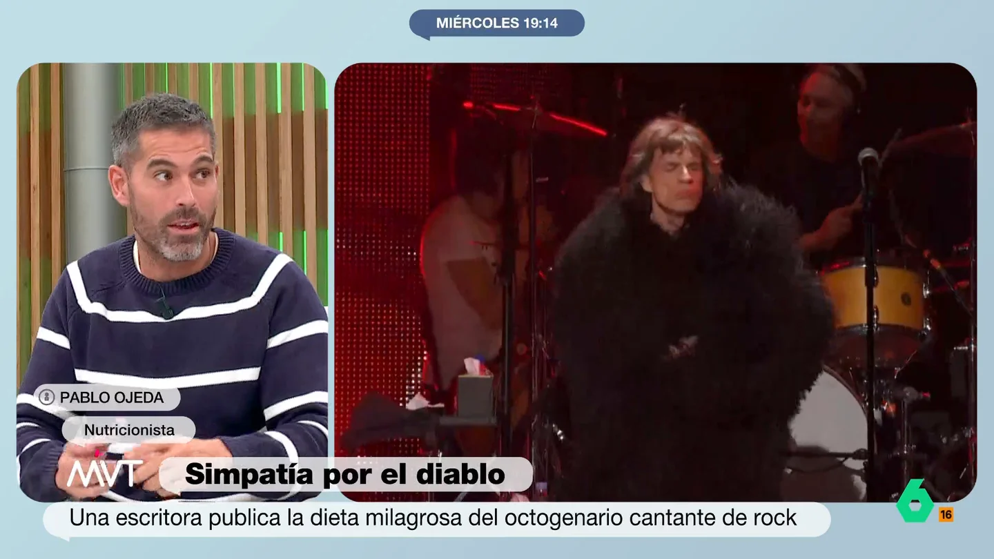 Pablo Ojeda explica por qué es importante no tomar azúcar ni comidas pesadas por la tarde Entre los hábitos de vida saludable que sigue a rajatabla el cantante de 'The Rolling Stones', Mick Jagger, se encuentra el de no comer azúcares a partir de las seis de la mañana. Más Vale Tarde consulta con Pablo Ojeda si esto es recomendable.