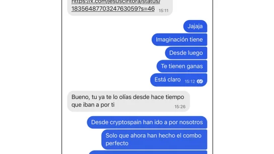 Conversación entre Alvise Pérez y Captura de la conversación de Alvise Pérez y Álvaro Romillo Conversación entre Alvise Pérez y Captura de la conversación de Alvise Pérez y Álvaro Romillo