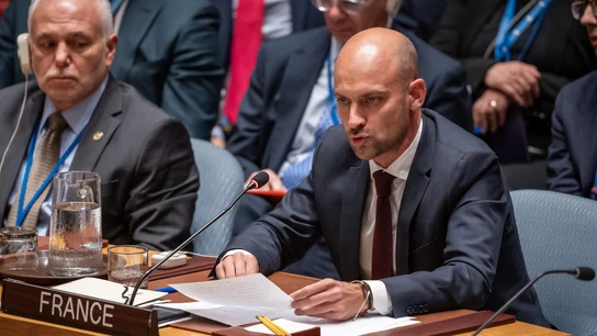 El ministro de Exteriores francés, Jean Noel Barrot, durante la Asamblea General de la ONU, este miércoles. El ministro de Exteriores francés, Jean Noel Barrot, durante la Asamblea General de la ONU, este miércoles.