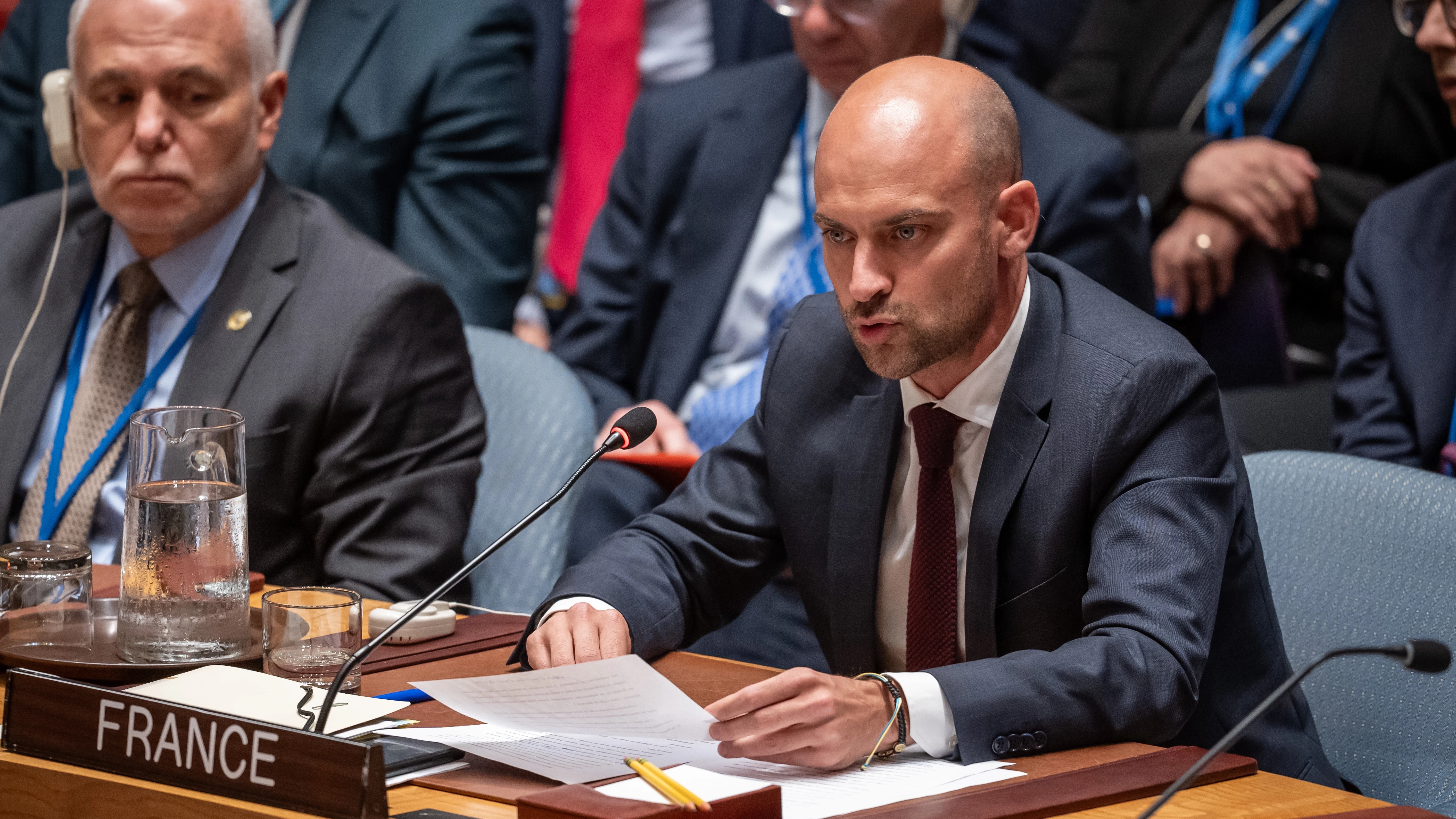 El ministro de Exteriores francés, Jean Noel Barrot, durante la Asamblea General de la ONU, este miércoles.