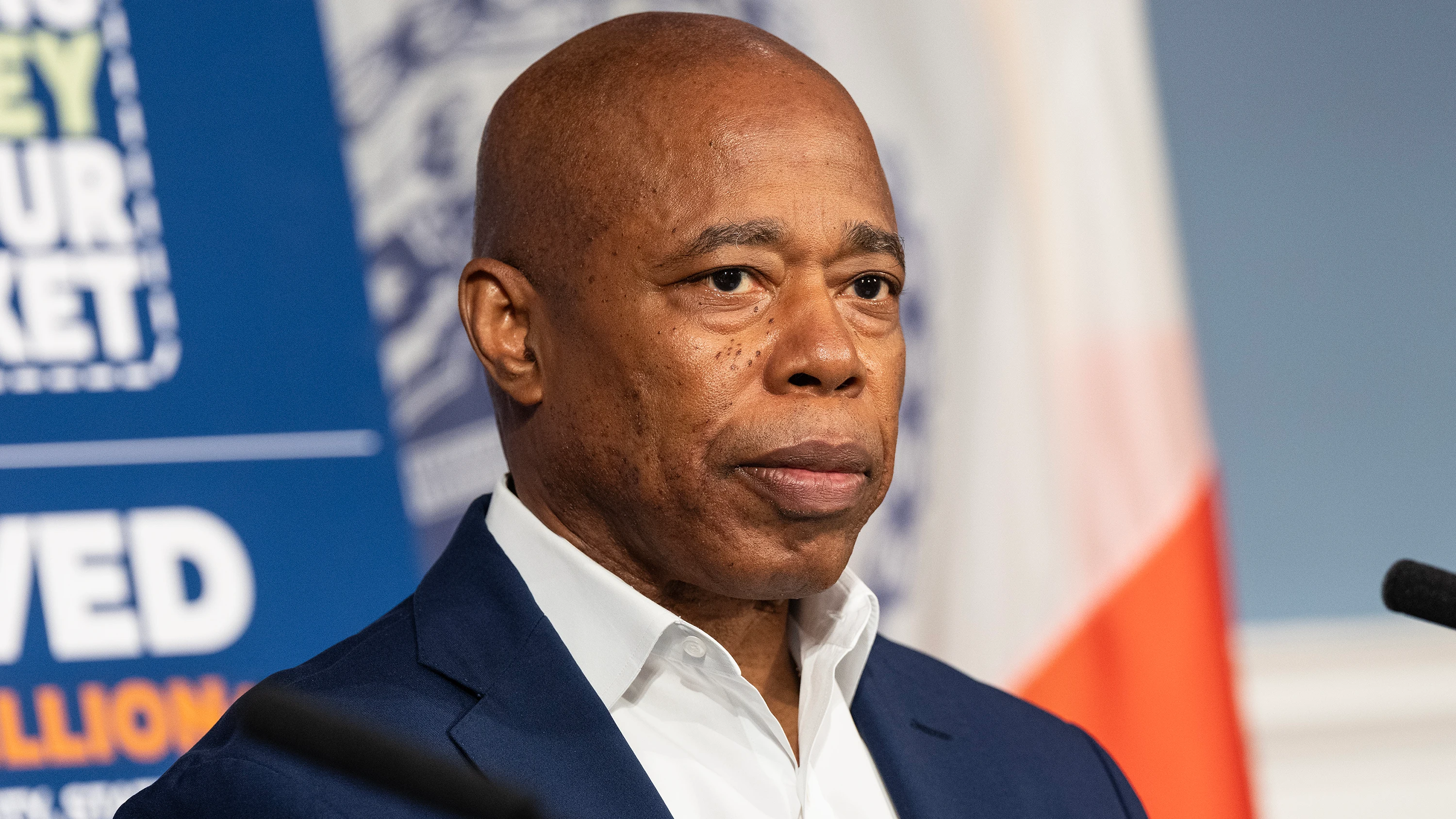 El alcalde de Nueva York, Eric Adams, durante una rueda de prensa a finales del mes de agosto.