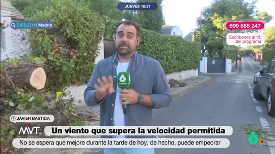 El 'dardo' de Iñaki López a Javier Bastida por culpa del viento: "No suele tener mucho problema para peinarse" El reportero se ha desplazado hasta Pozuelo de Alarcón, en Madrid, para mostrar las consecuencias de las fuertes rachas de viento que ha provocado la borrasca Aitor.